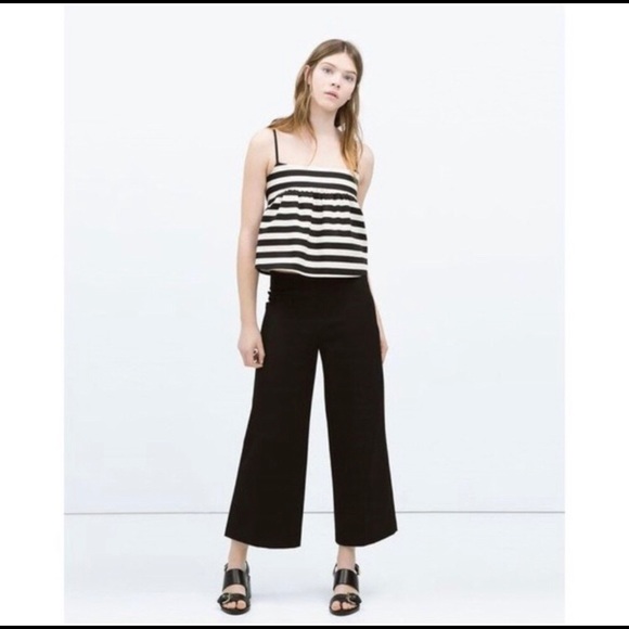 Zara Pants - Zara High Waist Culottes Wide Leg Capri XS